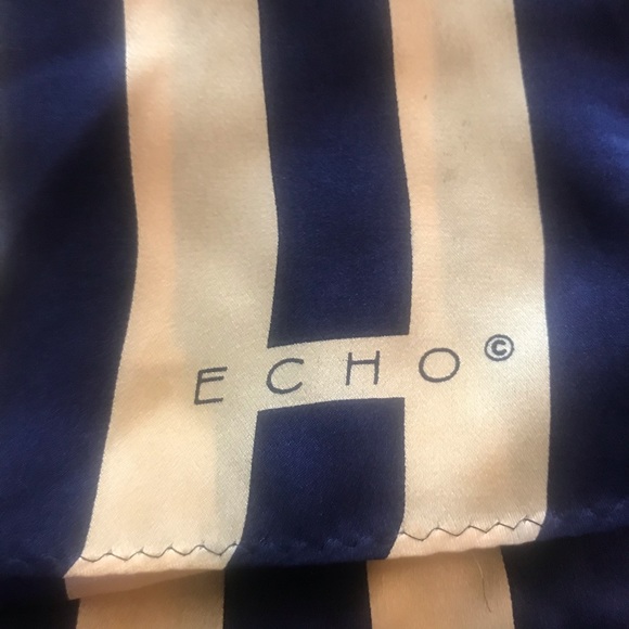 Accessories - Echo Silk Scarf Blue and Gold